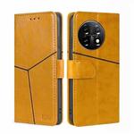 For OnePlus 11 Geometric Stitching Horizontal Flip Leather Phone Case(Yellow)