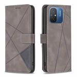 For Xiaomi Redmi 12C Magnetic Buckle Rhombus Texture Leather Phone Case(Grey)