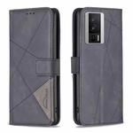 For Xiaomi Redmi K60 / K60 Pro Magnetic Buckle Rhombus Texture Leather Phone Case(Black)