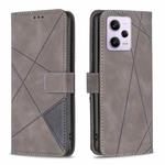 For Xiaomi Redmi Note 12 Pro+ Global Magnetic Buckle Rhombus Texture Leather Phone Case(Grey)