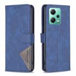 For Xiaomi Redmi Note 12 Global Magnetic Buckle Rhombus Texture Leather Phone Case(Blue)