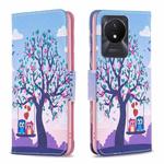 For vivo Y02 4G Colored Drawing Pattern Leather Phone Case(Owl)