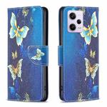 For Xiaomi Redmi Note 12 Pro+ Global Colored Drawing Pattern Leather Phone Case(Gold Butterfly)
