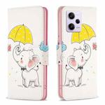 For Xiaomi Redmi Note 12 Pro+ Global Colored Drawing Pattern Leather Phone Case(Umbrella Elephant)
