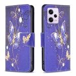 For Xiaomi Redmi Note 12 Pro+ Global Colored Drawing Pattern Leather Phone Case(Purple Butterfly)