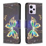 For Xiaomi Redmi Note 12 Pro 5G Global Colored Drawing Pattern Leather Phone Case(Big Butterfly)