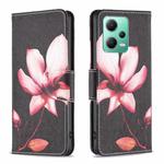 For Xiaomi Redmi Note 12 Global Colored Drawing Pattern Leather Phone Case(Lotus)