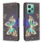 For Xiaomi Redmi Note 12 Global Colored Drawing Pattern Leather Phone Case(Big Butterfly)