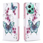 For Xiaomi Redmi Note 12 Global Colored Drawing Pattern Leather Phone Case(Flowers Butterfly)