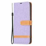 For Xiaomi Redmi 12C Color Block Denim Texture Leather Phone Case(Purple)