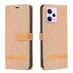 For Xiaomi Redmi Note 12 Pro+ Global Color Block Denim Texture Leather Phone Case(Brown)