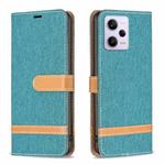 For Xiaomi Redmi Note 12 Pro+ Global Color Block Denim Texture Leather Phone Case(Green)