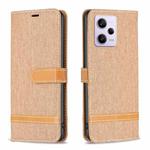 For Xiaomi Redmi Note 12 Pro Global Color Block Denim Texture Leather Phone Case(Brown)