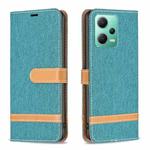 For Xiaomi Redmi Note 12 Global Color Block Denim Texture Leather Phone Case(Green)