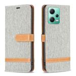 For Xiaomi Redmi Note 12 Global Color Block Denim Texture Leather Phone Case(Grey)