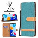 For Xiaomi Redmi Note 12S 4G / Note 11 Color Block Denim Texture Leather Phone Case(Green)
