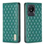 For vivo Y02 4G Diamond Lattice Magnetic Leather Flip Phone Case(Green)