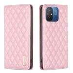 For Xiaomi Redmi 12C Diamond Lattice Magnetic Leather Flip Phone Case(Pink)