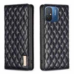 For Xiaomi Redmi 12C Diamond Lattice Magnetic Leather Flip Phone Case(Black)