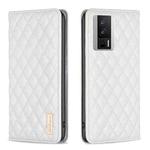For Xiaomi Redmi K60 / K60 Pro Diamond Lattice Magnetic Leather Flip Phone Case(White)