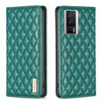 For Xiaomi Redmi K60 / K60 Pro Diamond Lattice Magnetic Leather Flip Phone Case(Green)