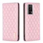 For Xiaomi Redmi K60 / K60 Pro Diamond Lattice Magnetic Leather Flip Phone Case(Pink)
