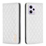 For Xiaomi Redmi Note 12 Pro+ Global Diamond Lattice Magnetic Leather Flip Phone Case(White)