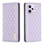 For Xiaomi Redmi Note 12 Pro 5G Global Diamond Lattice Magnetic Leather Flip Phone Case(Purple)