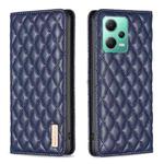 For Xiaomi Redmi Note 12 Global Diamond Lattice Magnetic Leather Flip Phone Case(Blue)