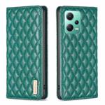For Xiaomi Redmi Note 12 Global Diamond Lattice Magnetic Leather Flip Phone Case(Green)