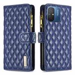 For Xiaomi Redmi 12C Diamond Lattice Zipper Wallet Leather Flip Phone Case(Blue)