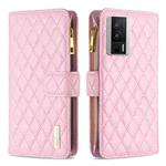 For Xiaomi Redmi K60 / K60 Pro Diamond Lattice Zipper Wallet Leather Flip Phone Case(Pink)
