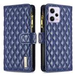 For Xiaomi Redmi Note 12 Pro+ Global Diamond Lattice Zipper Wallet Leather Flip Phone Case(Blue)