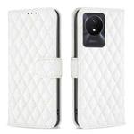 For vivo Y02 4G Diamond Lattice Wallet Leather Flip Phone Case(White)