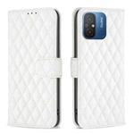 For Xiaomi Redmi 12C Diamond Lattice Wallet Leather Flip Phone Case(White)