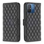 For Xiaomi Redmi 12C Diamond Lattice Wallet Leather Flip Phone Case(Black)