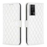 For Xiaomi Redmi K60 / K60 Pro Diamond Lattice Wallet Leather Flip Phone Case(White)