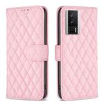 For Xiaomi Redmi K60 / K60 Pro Diamond Lattice Wallet Leather Flip Phone Case(Pink)
