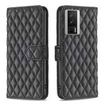 For Xiaomi Redmi K60 / K60 Pro Diamond Lattice Wallet Leather Flip Phone Case(Black)