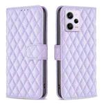 For Xiaomi Redmi Note 12 Pro+ Global Diamond Lattice Wallet Leather Flip Phone Case(Purple)