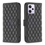For Xiaomi Redmi Note 12 Pro 5G Global Diamond Lattice Wallet Leather Flip Phone Case(Black)