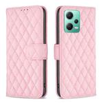 For Xiaomi Redmi Note 12 Global Diamond Lattice Wallet Leather Flip Phone Case(Pink)
