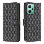 For Xiaomi Redmi Note 12 Global Diamond Lattice Wallet Leather Flip Phone Case(Black)