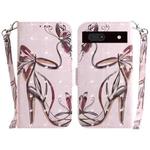 For Google Pixel 7a 3D Colored Pattern Flip Leather Phone Case(Butterfly High-heeled)