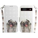 For Google Pixel 7a 3D Colored Pattern Flip Leather Phone Case(Pug)