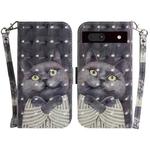 For Google Pixel 7a 3D Colored Pattern Flip Leather Phone Case(Hug Cat)