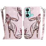 For Infinix Hot 20 Play 3D Colored Pattern Flip Leather Phone Case(Butterfly High-heeled)
