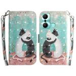 For Infinix Hot 20 Play 3D Colored Pattern Flip Leather Phone Case(Black White Cat)