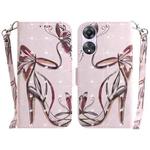 For OPPO A58 3D Colored Pattern Flip Leather Phone Case(Butterfly High-heeled)