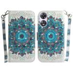 For OPPO A58 3D Colored Pattern Flip Leather Phone Case(Peacock Wreath)